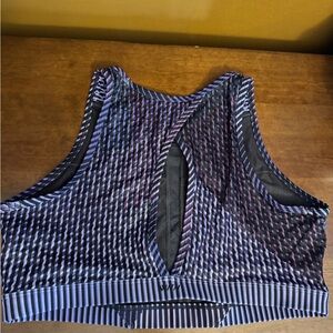 Peloton WTH Women’s Striped Purple & Black Sports Bra - Breathable Support